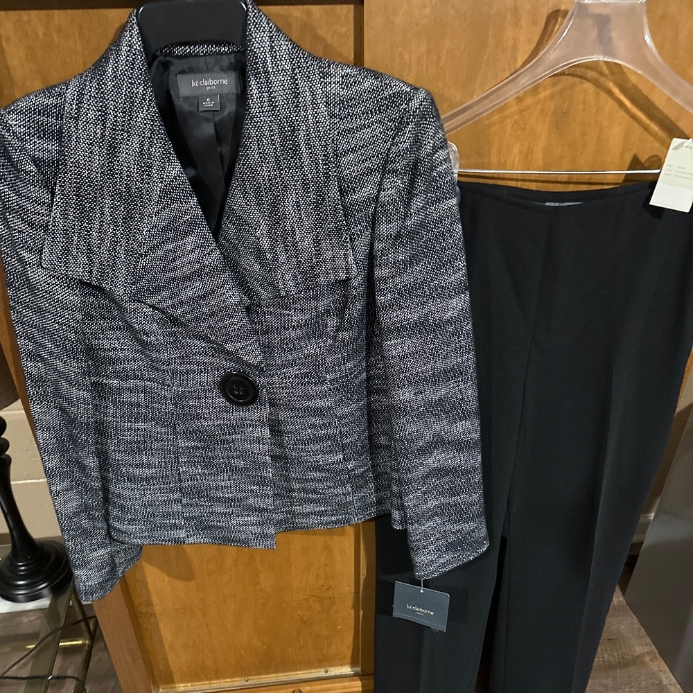2 Piece Suit, Tweed Jacket, Black Pants
